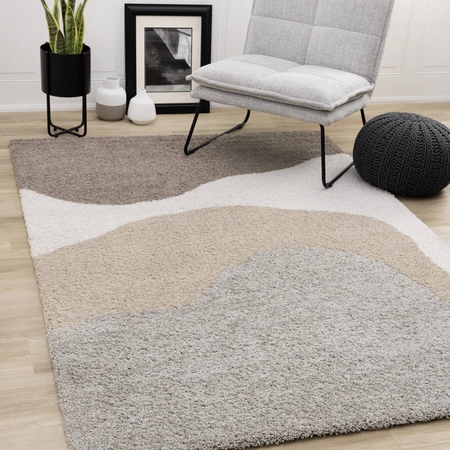Misha Soft Modern Area Rug - 8' X 11' - Grey/Taupe - Image 2