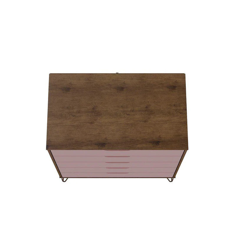 Nuuk 5-Drawer Dresser and 3-Drawer Dresser Set - Nature/Rose Pink - Image 5