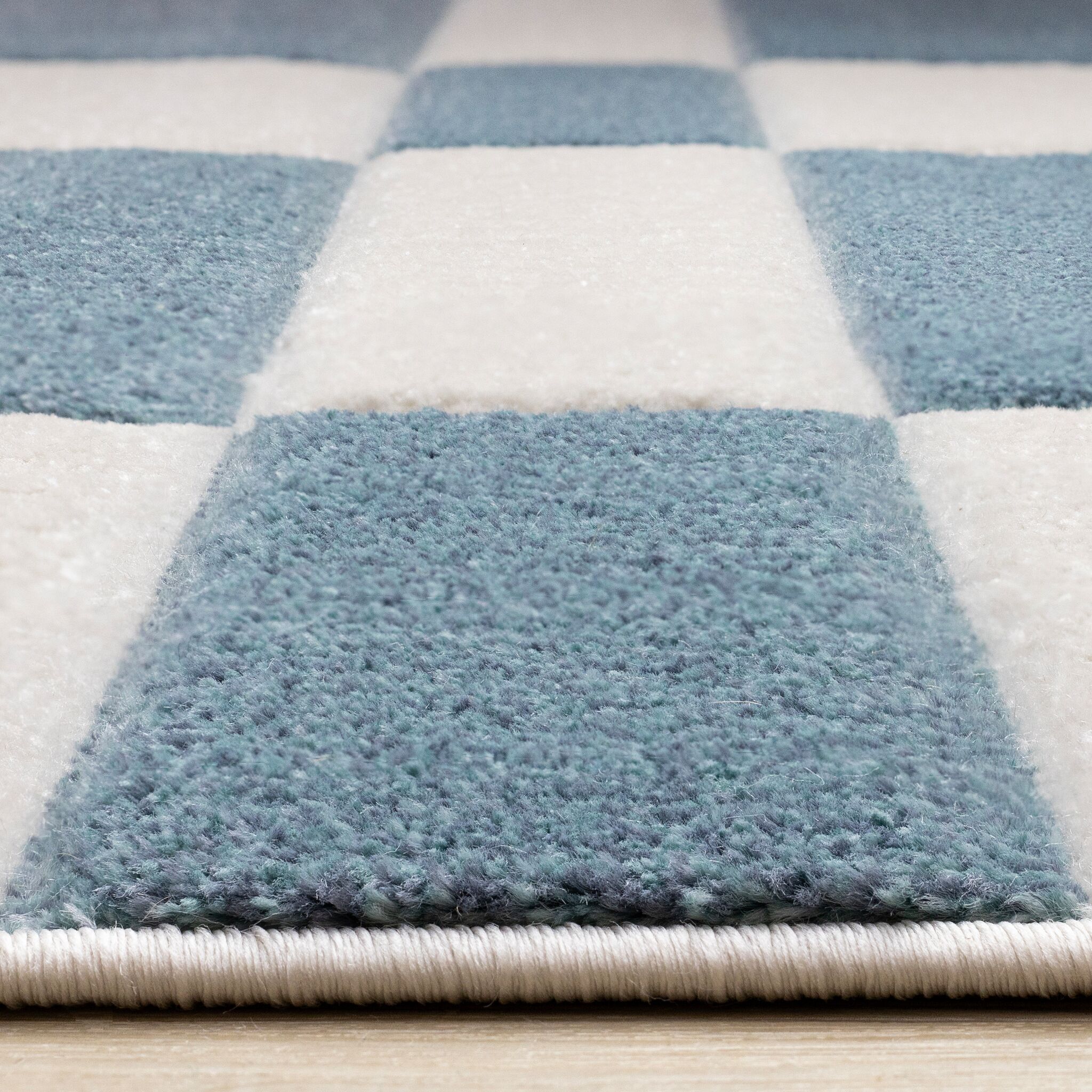 Ocean Blocks 6'7" x 9'6" Banded Rectangle Area Rug - Blue, White - Image 4