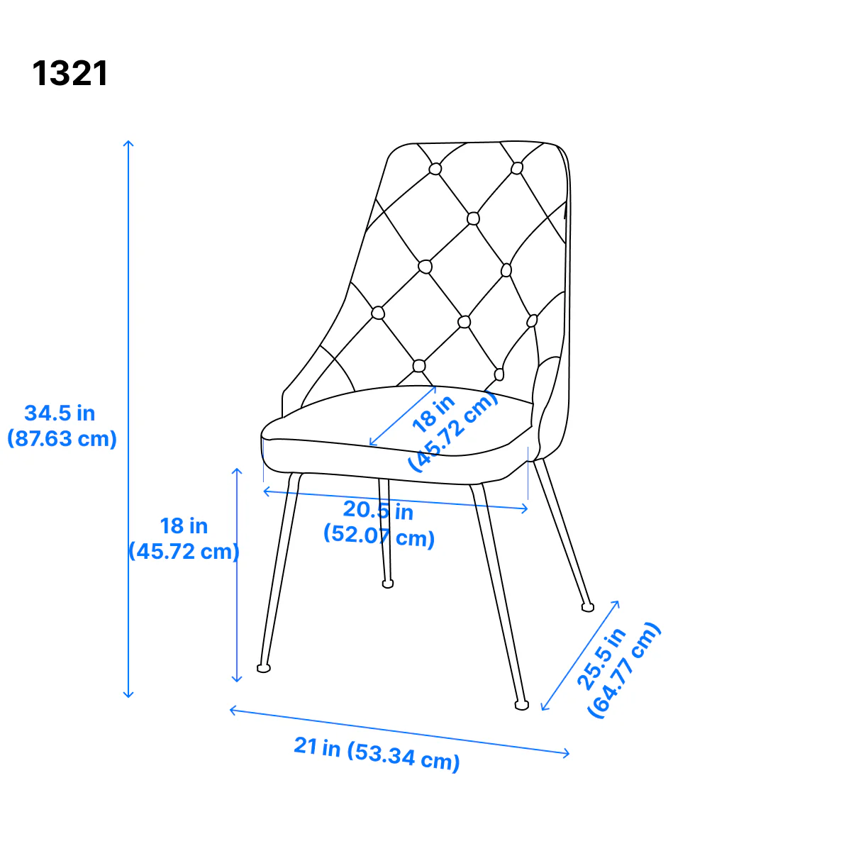 Peacock Velvet Dining Chair - Blue/Chrome - Set of Two - Image 7