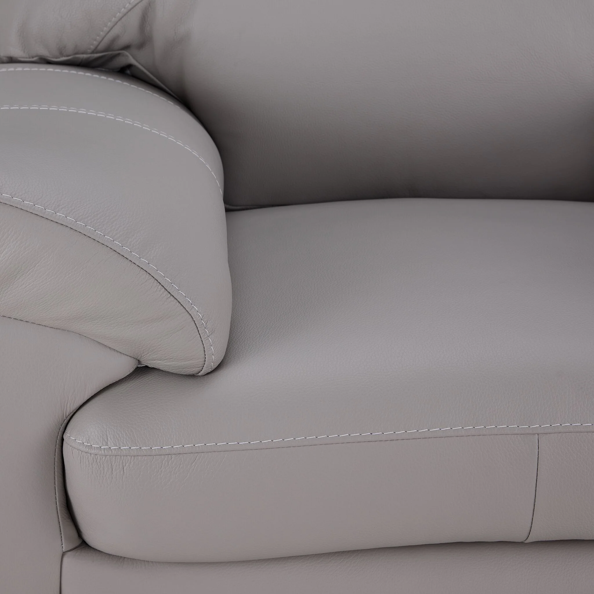 Raphael Leather Sofa, Loveseat and Chair Set - Cloud Grey - Image 5