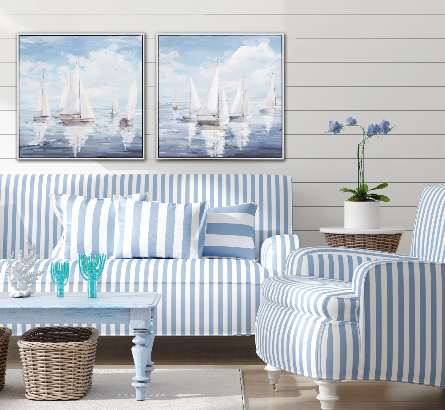 Sails in the Sky II Wall Art - Blue/White - 20 X 20 - Image 2