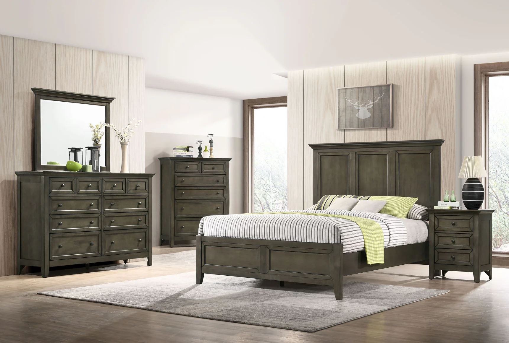 San Mateo 6-Piece King Bedroom Package- Pewter - Image 2