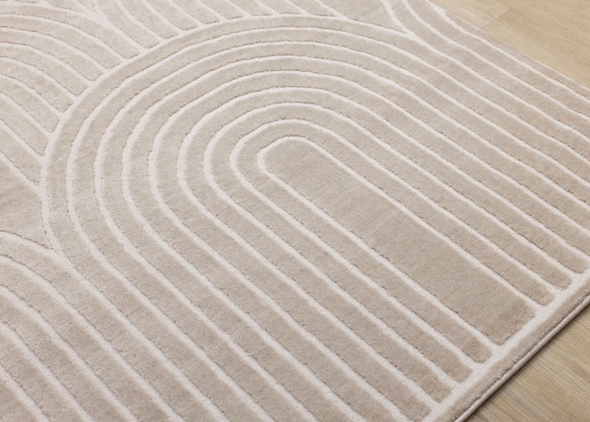 Sculpted Dunes 7'10" x 10'6" Modern Geometric Arches Pattern Area Rug - Cream, Beige - Image 3