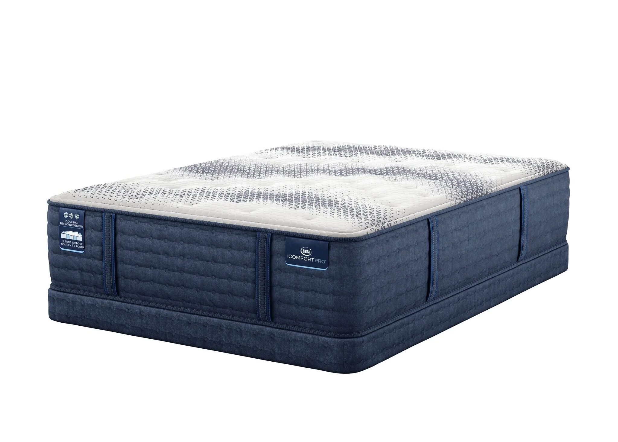 Serta iComfort PRO Tropea Tight Top Plush Queen Mattress and Low Profile Split Boxspring Set