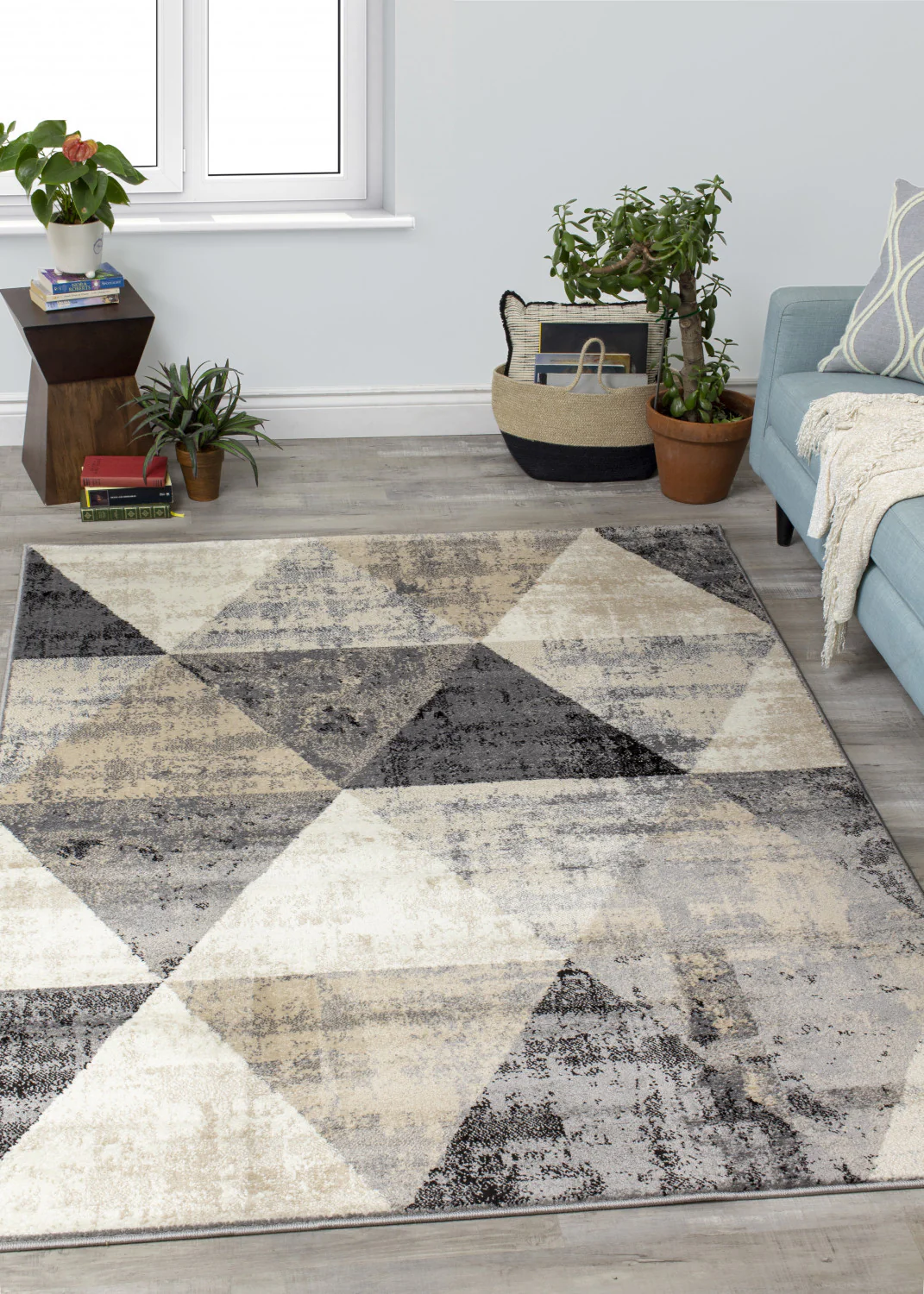 Siecle Triangle Shapes Area Rug - 2' X 8' - Cream/Beige - Image 3