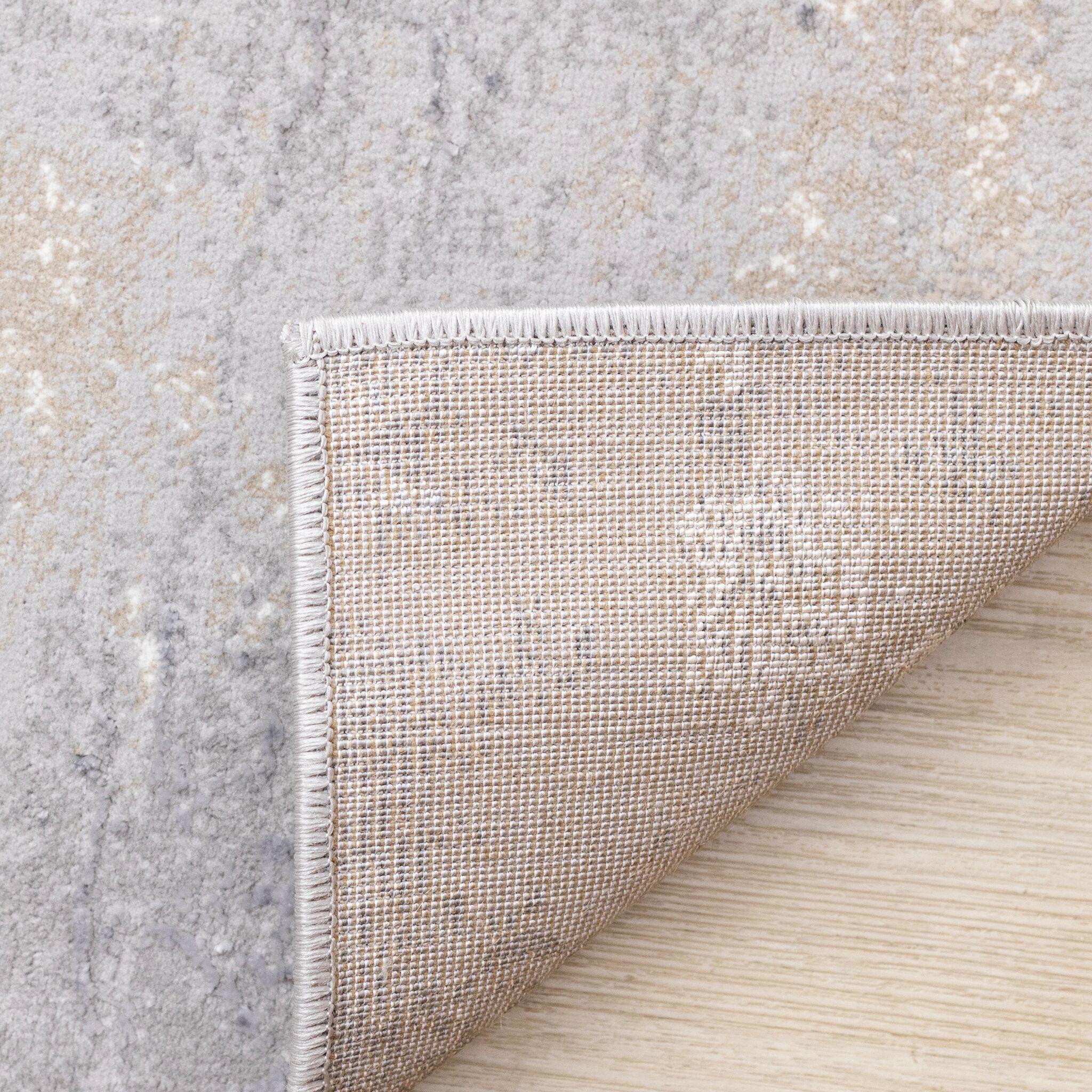 Smoky Terrain 5'3" x 7'7" Distressed Design Area Rug - Taupe, White, Brown - Image 8