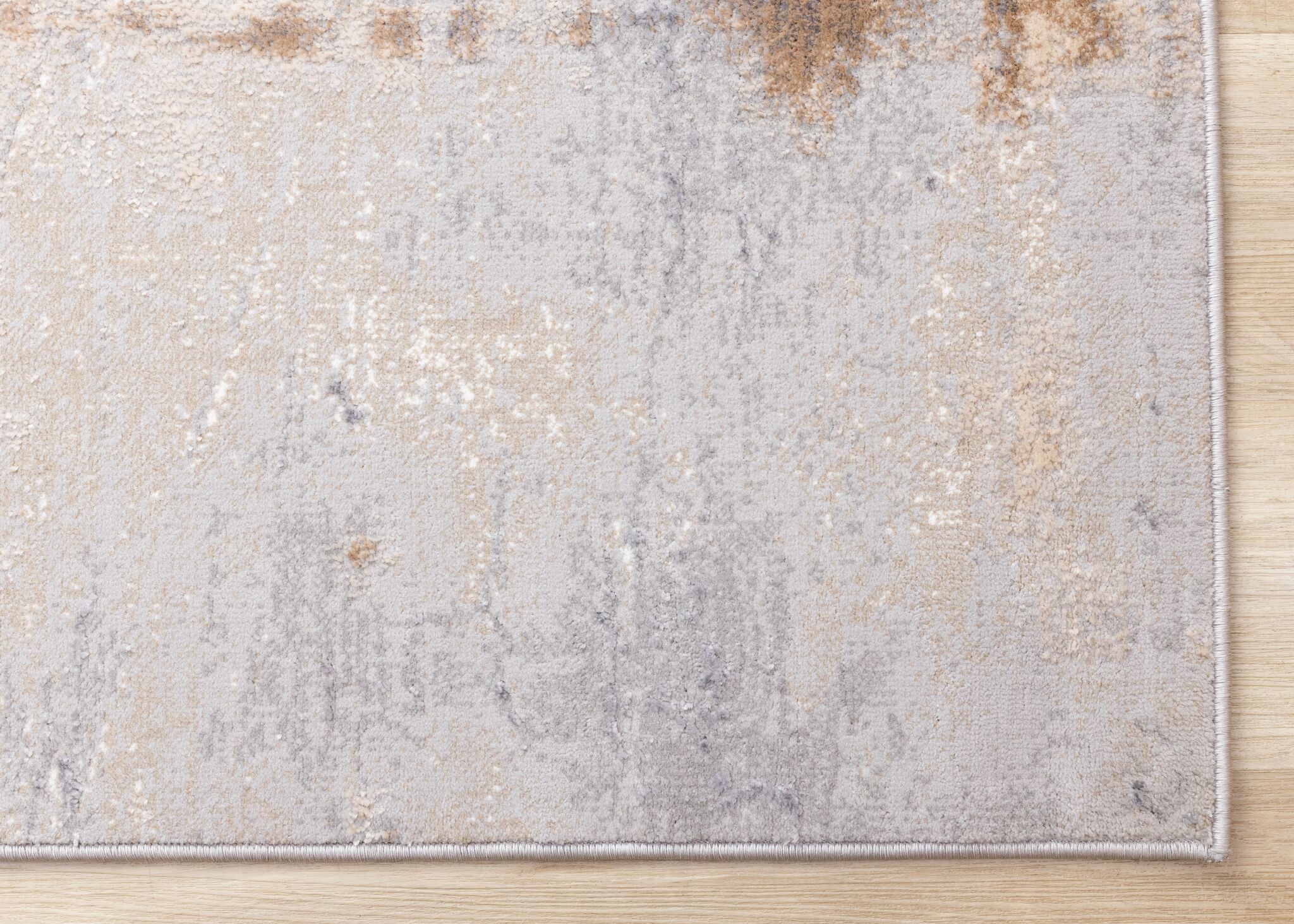 Smoky Terrain 7'10" x 10'6" Distressed Design Area Rug - Taupe, White, Brown - Image 7