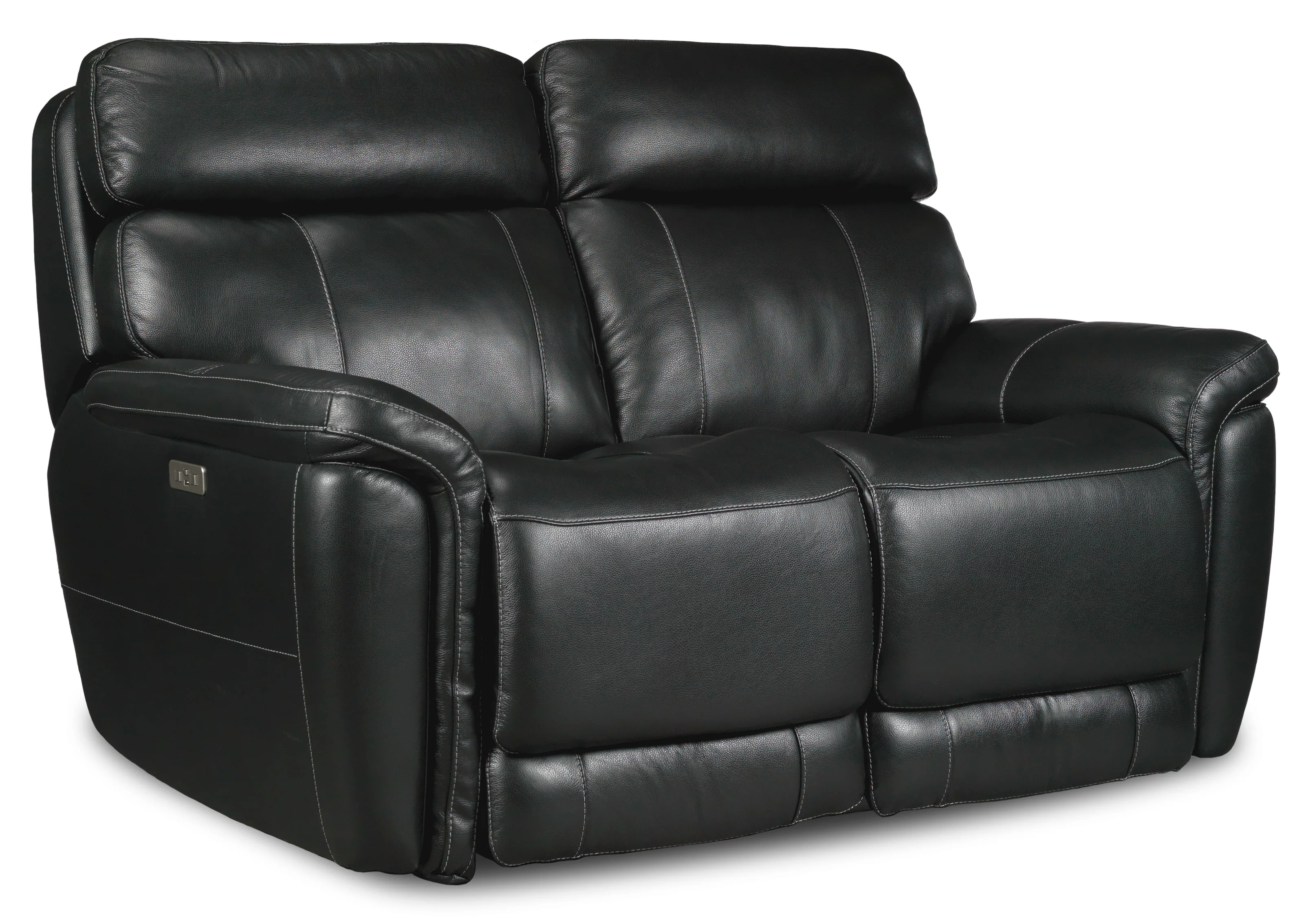 Stallion Leather Dual Power Reclining Loveseat - Midnight Black - Image 2