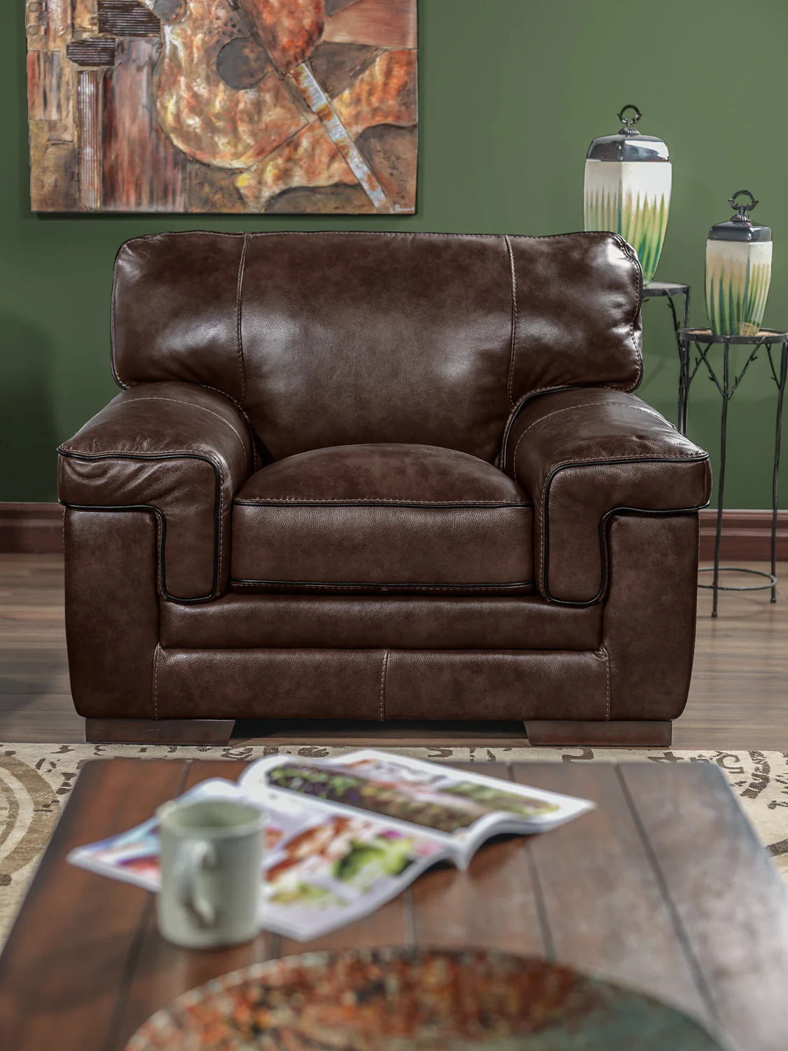 Stampede Leather Chair - Coffee - Image 2