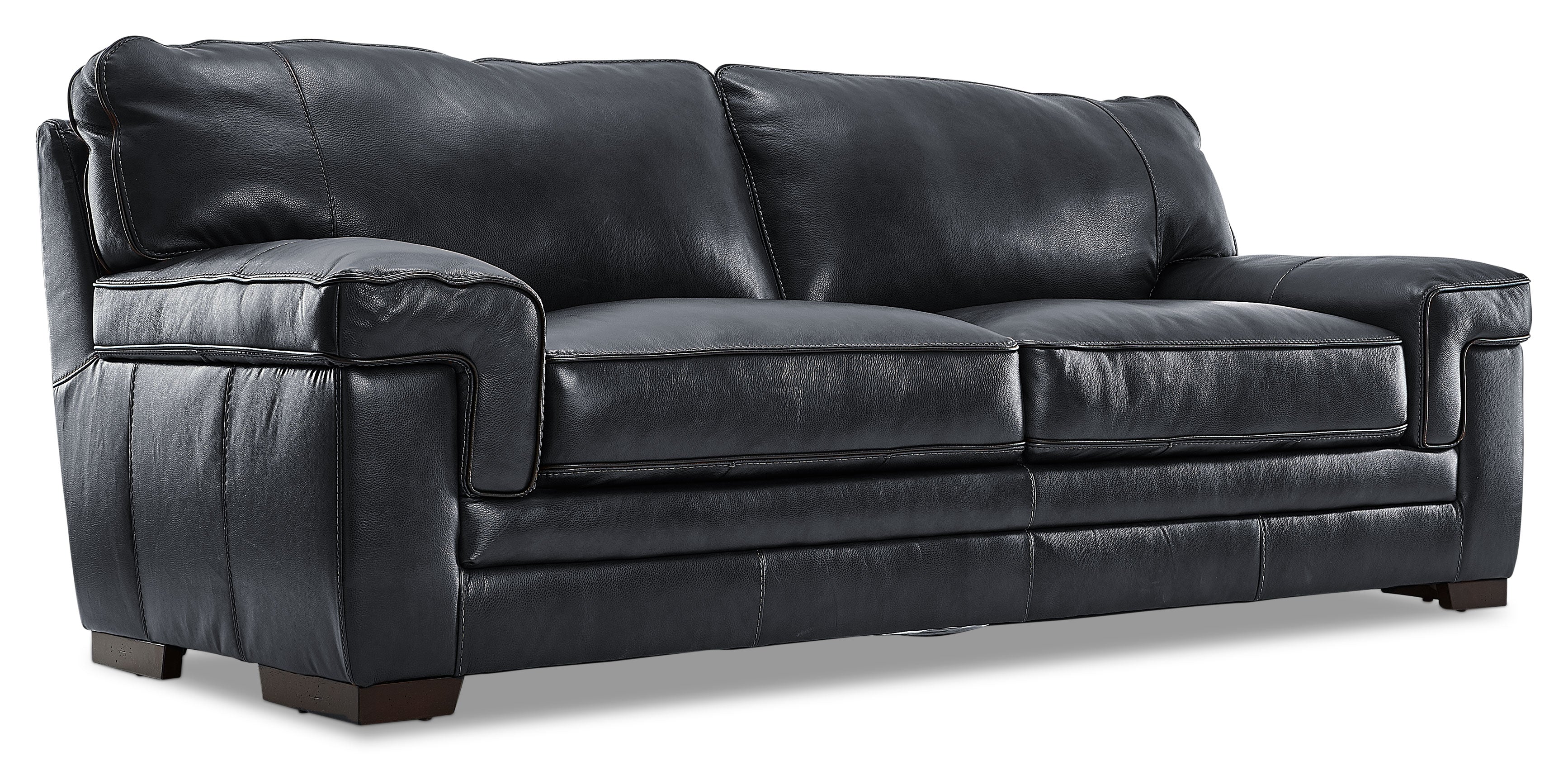 Stampede Leather Sofa and Chair Set - Charcoal - Image 2