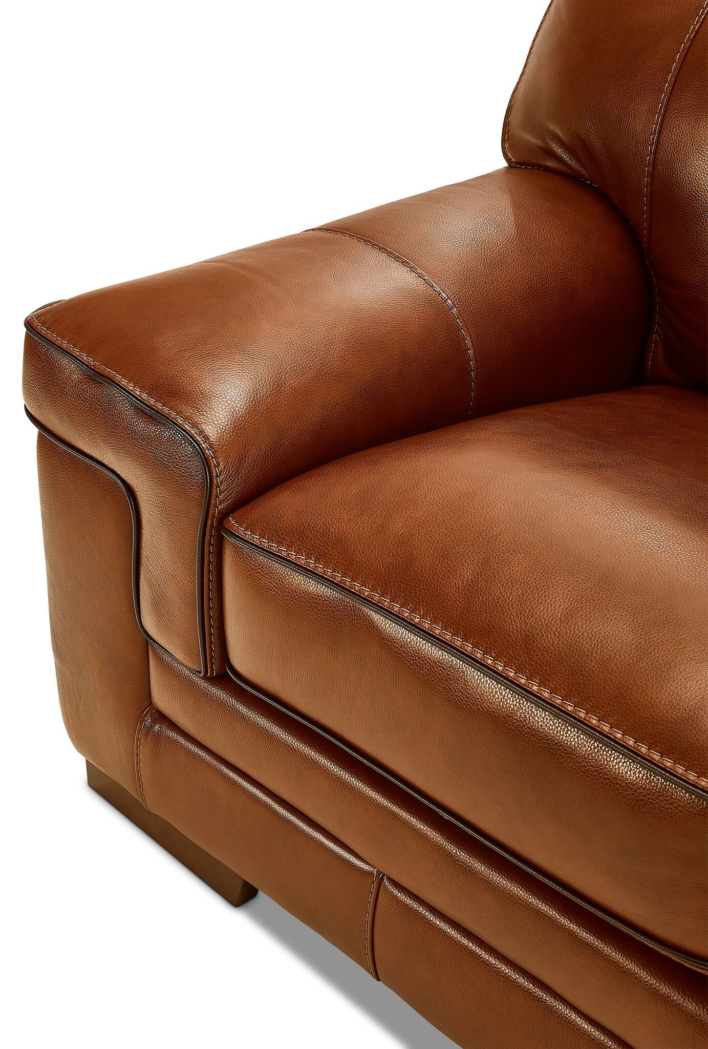Stampede Leather Sofa and Loveseat Set - Chestnut - Image 4
