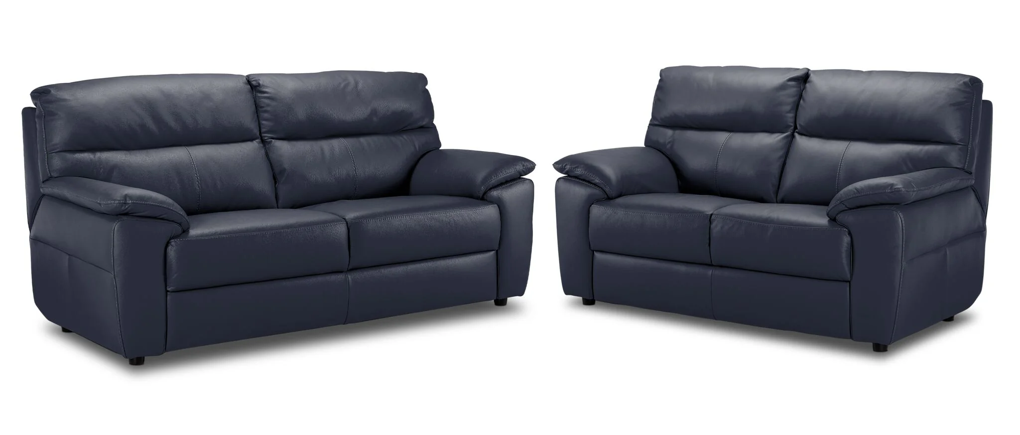 Toscana Leather Sofa and Loveseat Set - Navy Blue