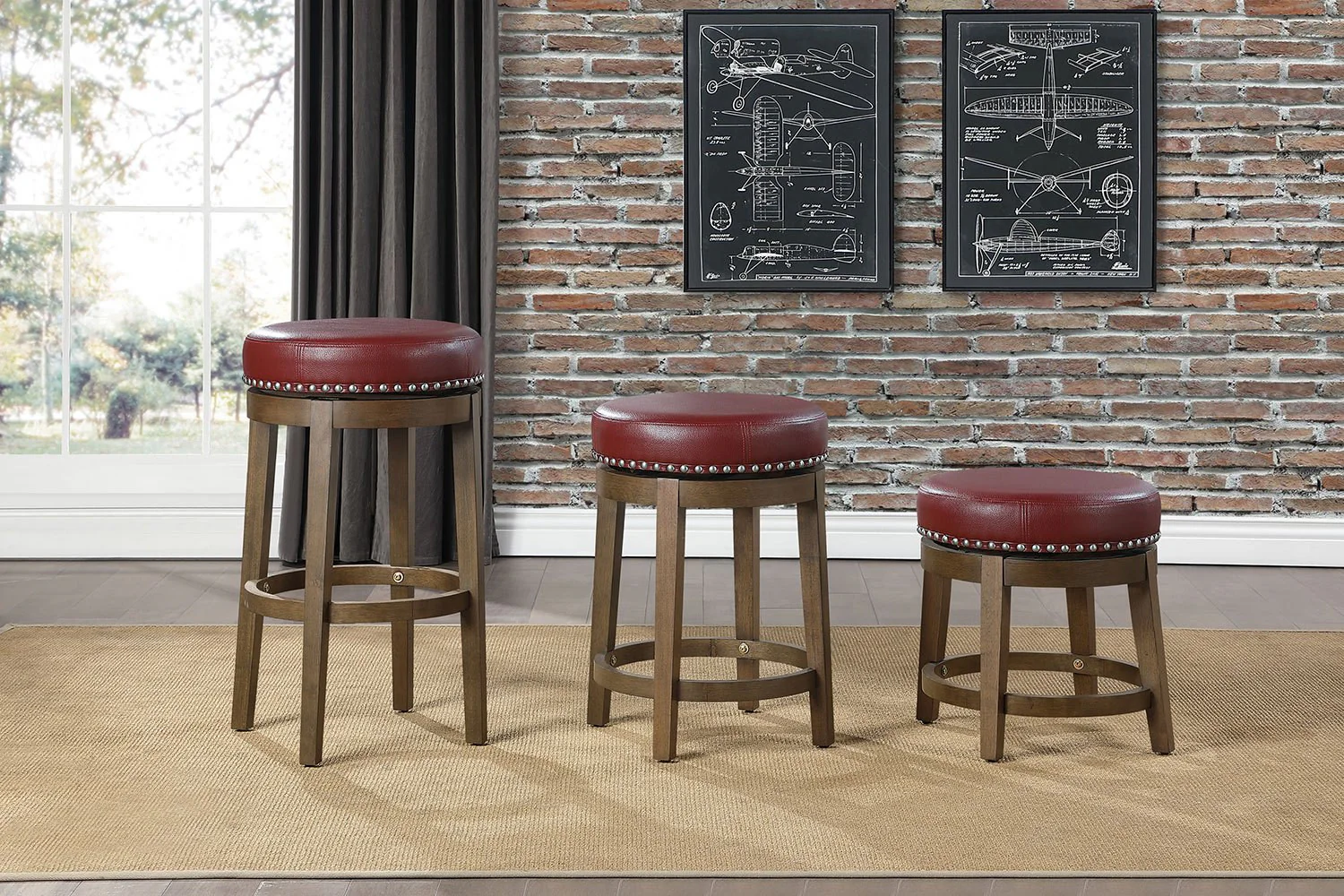 Westby Bar Stool - Red - Set of Two - Image 2