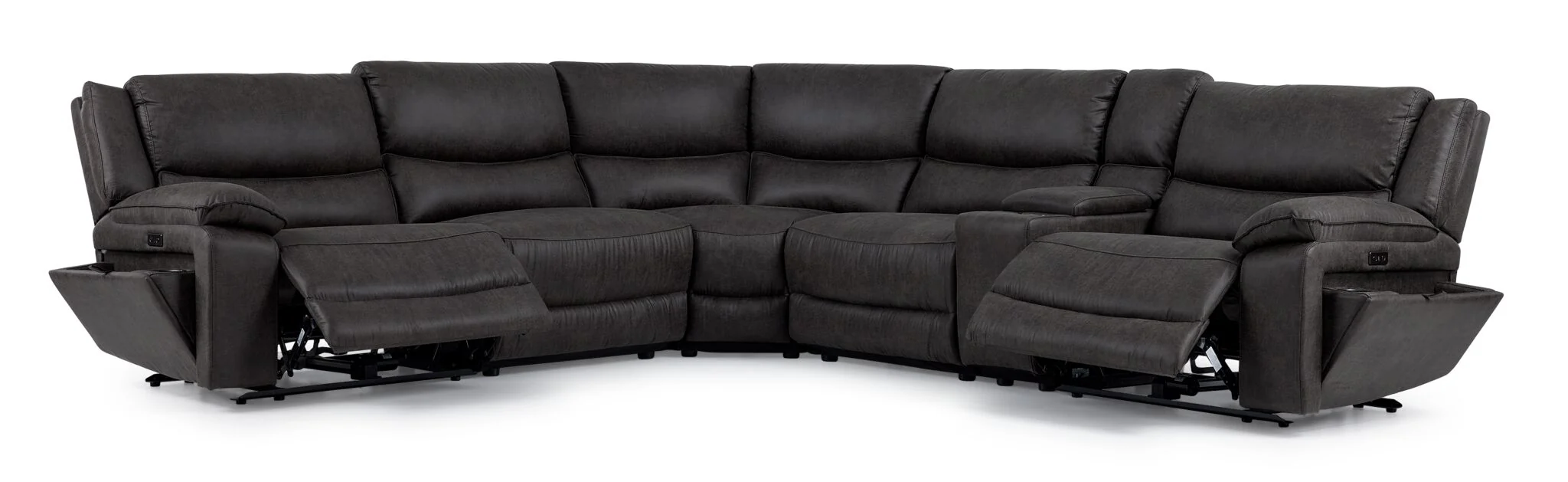 Weston 6-Piece Power Reclining Sectional with Console - Granite - Image 2