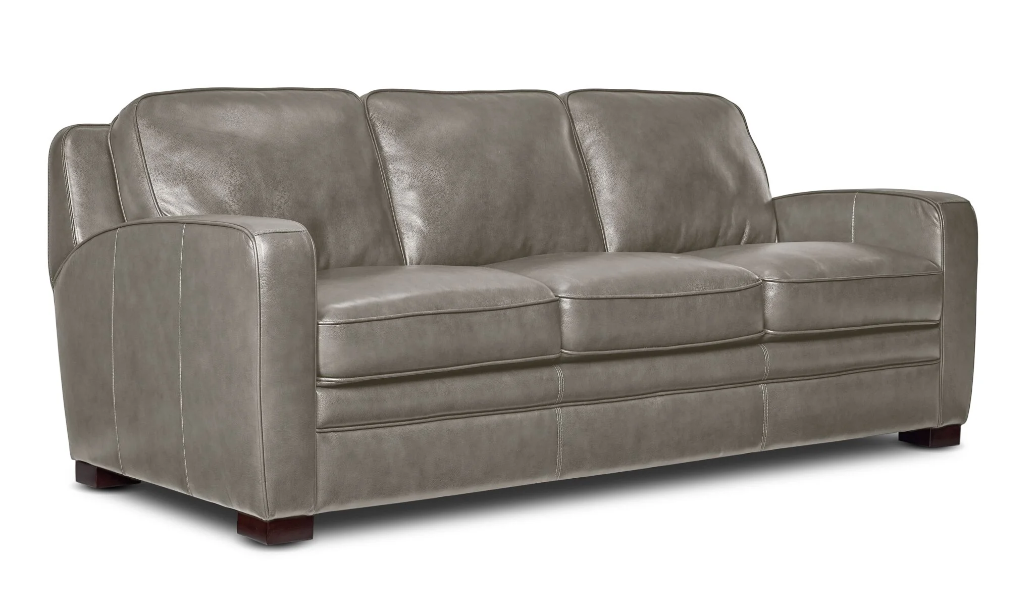 Wilmington Leather Sofa and Chair Set - Light Grey - Image 2
