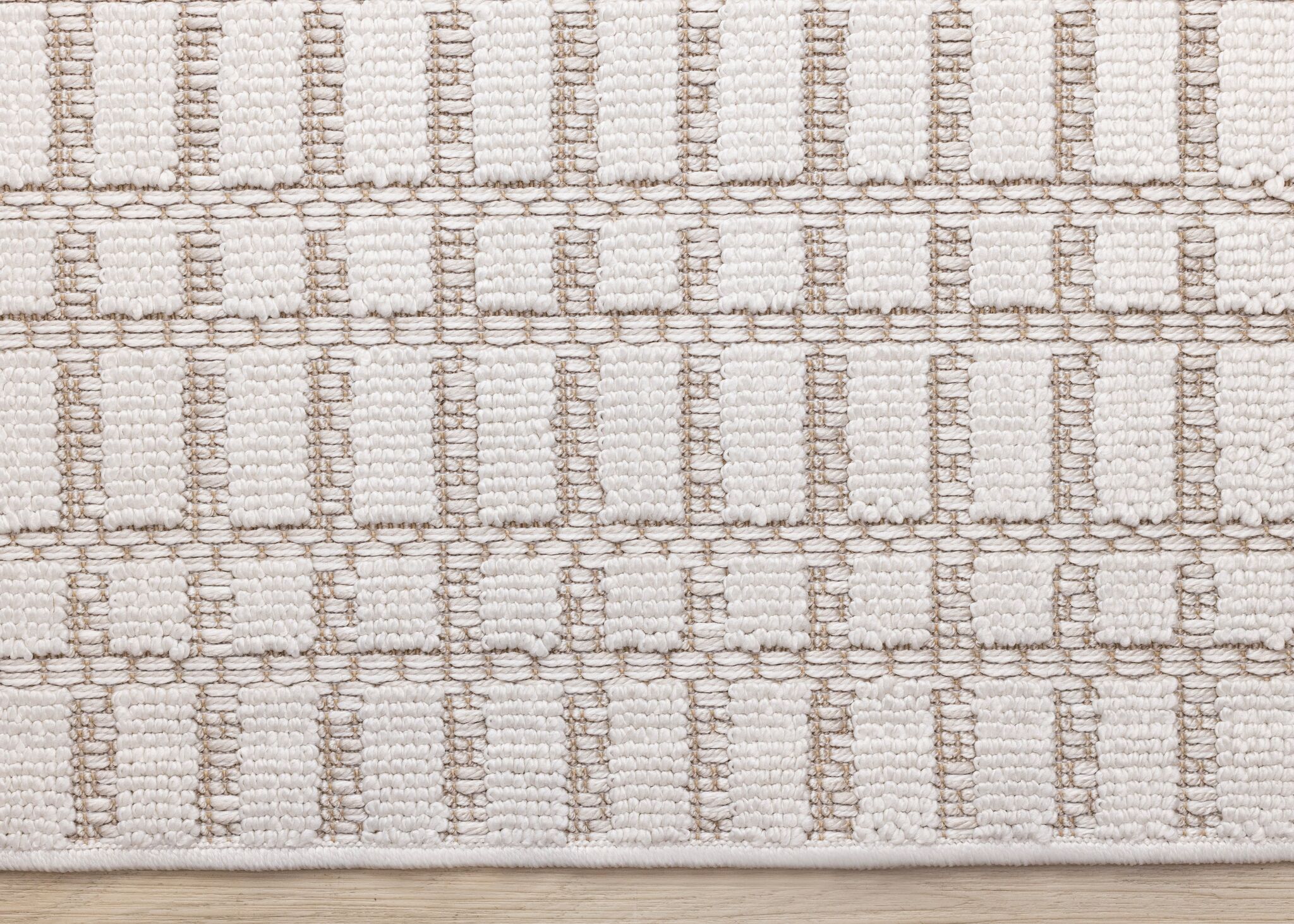 Woven Balance 6'7" x 9'6" Intricate Grid Design Area Rug - White, Taupe - Image 4